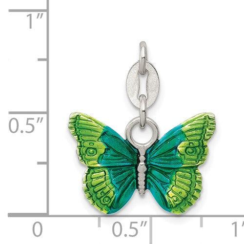 Sterling Silver Enameled Butterfly Charm - Seattle Gold Grillz