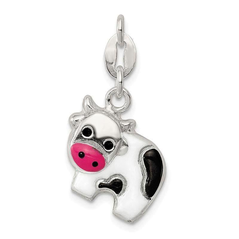 Sterling Silver Enameled Cow Charm - Seattle Gold Grillz