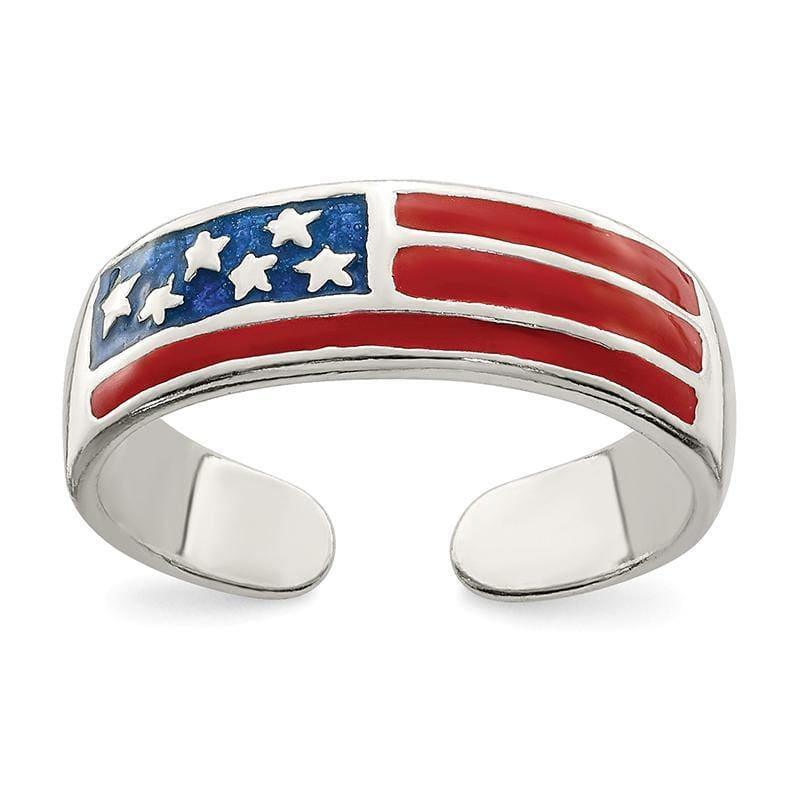 Sterling Silver Enameled Flag Toe Ring - Seattle Gold Grillz