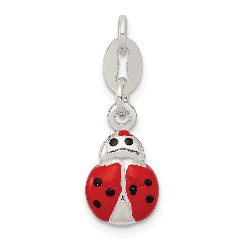 Sterling Silver Enameled Ladybug Charm - Seattle Gold Grillz