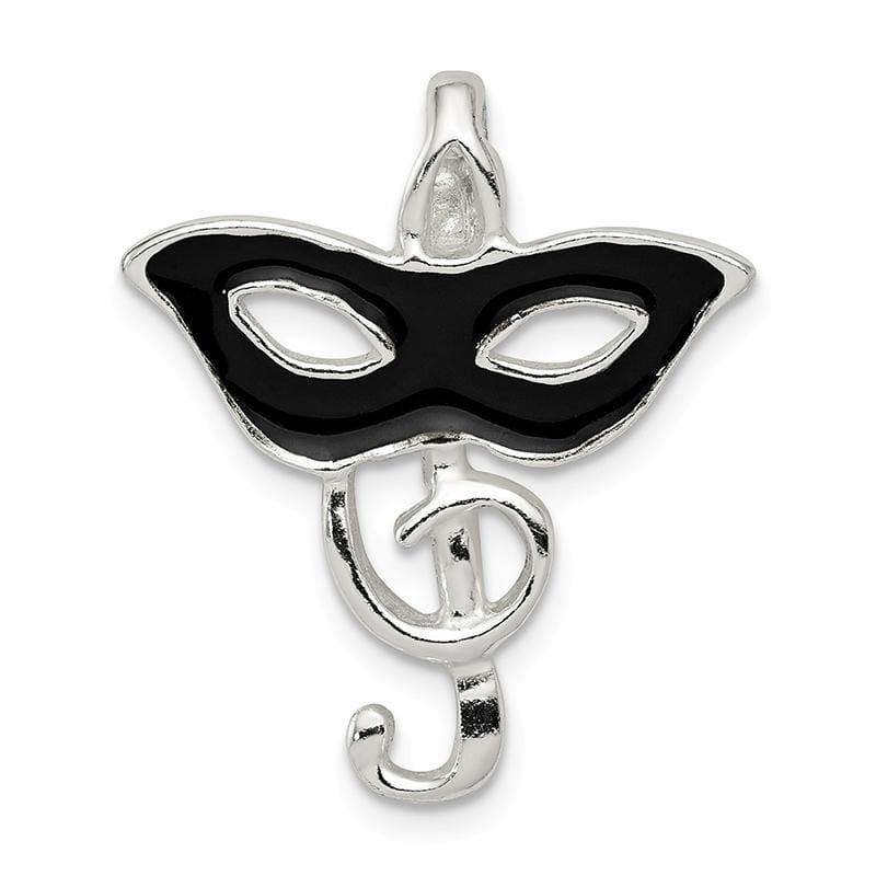 Sterling Silver Enameled Mask & Treble Clef Pendant | Weight: 1.71 grams, Length: 24mm, Width: 21mm - Seattle Gold Grillz