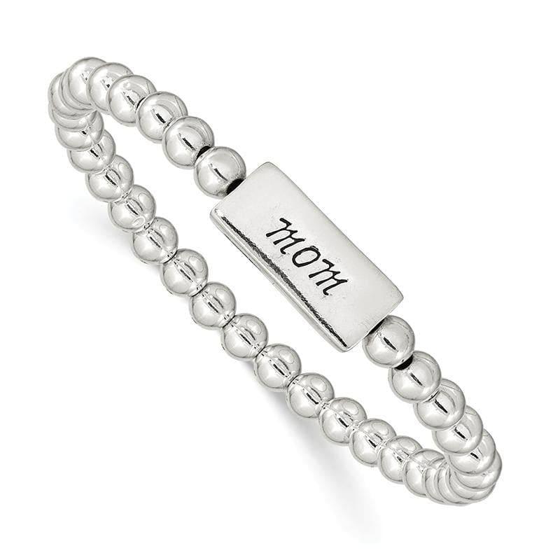 Sterling Silver Enameled MOM Stretch Bracelet | Weight: 8.01 grams, Length: 20mm, Width: 9mm - Seattle Gold Grillz