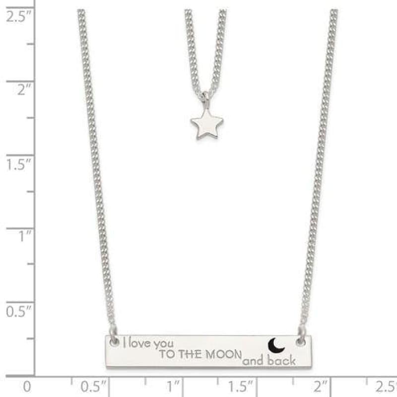Sterling Silver Enameled Moon & Back 2-Strand 16 Bar Necklace - Seattle Gold Grillz