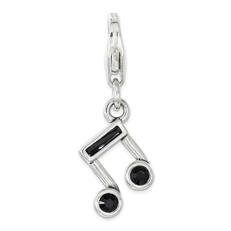 Sterling Silver Enameled Music Note with Lobster Clasp Charm | Weight: 0.81 grams, Length: mm, Width: mm - Seattle Gold Grillz