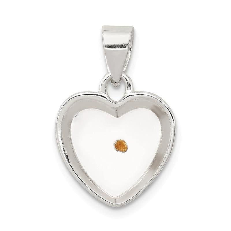 Sterling Silver Enameled with Mustard Seed Heart Pendant | Weight: 1.33 grams, Length: 20mm, Width: 14mm - Seattle Gold Grillz