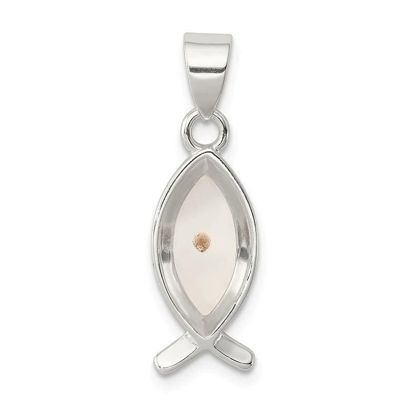 Sterling Silver Enameled with Mustard Seed Ichthus Fish Pendant | Weight: 1.13 grams, Length: 25mm, Width: 8mm - Seattle Gold Grillz