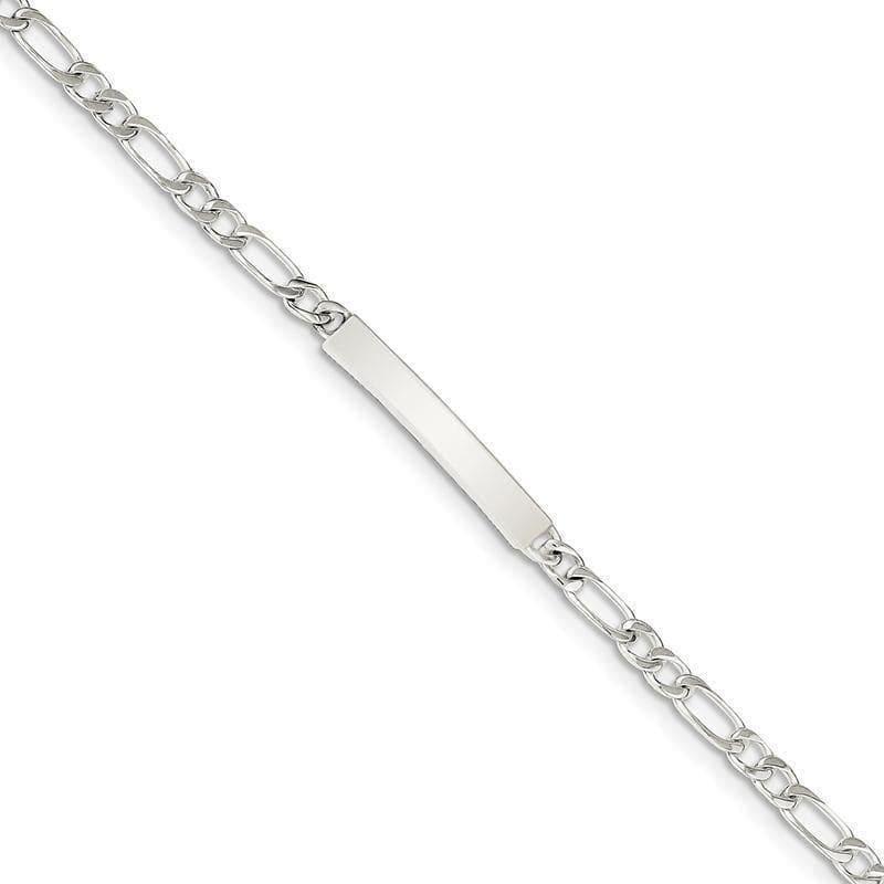 Sterling Silver Engraveable 6 Figaro Link ID Bracelet - Seattle Gold Grillz