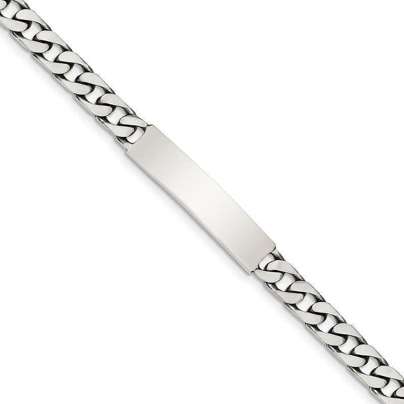 Sterling Silver Engraveable Antiqued Curb Link ID Bracelet - Seattle Gold Grillz