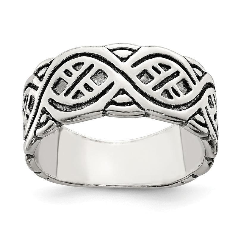 Sterling Silver Fancy Antiqued Band - Seattle Gold Grillz