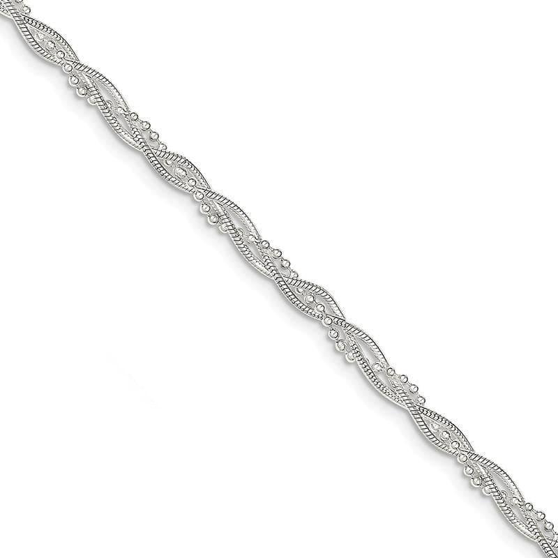 Sterling Silver Fancy Braided Bracelet | Weight: 4.22 grams, Length: 7.5mm, Width: 0mm - Seattle Gold Grillz