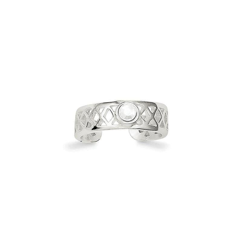 Sterling Silver Fancy CZ Toe Ring - Seattle Gold Grillz