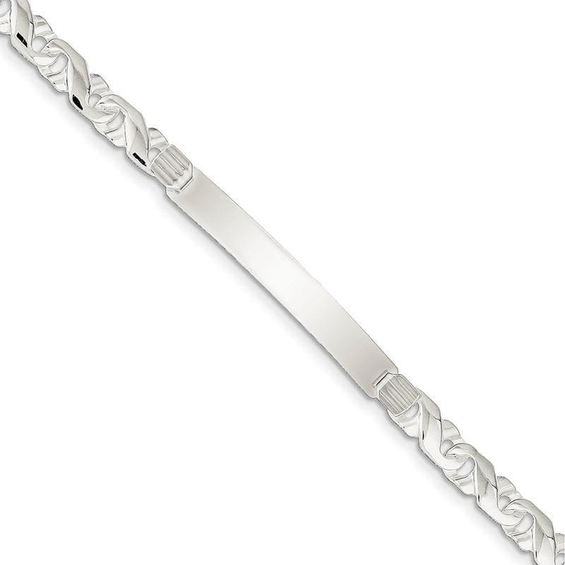 Sterling Silver Fancy ID Link Bracelet | Weight: 7.92 grams, Length: 7mm, Width: 6.5mm - Seattle Gold Grillz