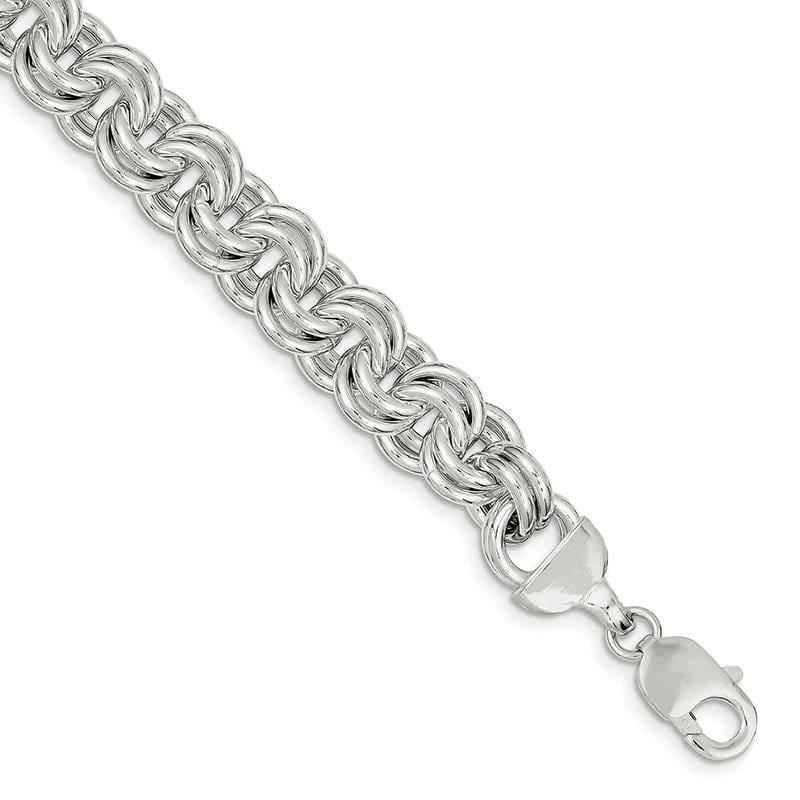 Sterling Silver Fancy Link Bracelet | Weight: 20.34 grams, Length: 7.25mm, Width: mm - Seattle Gold Grillz