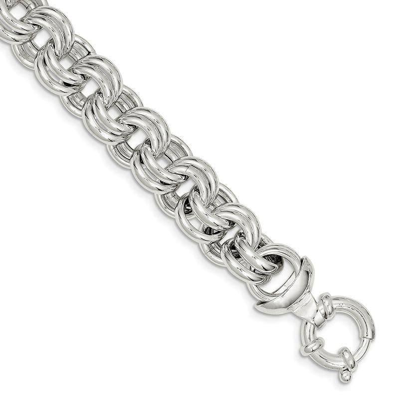 Sterling Silver Fancy Link Bracelet | Weight: 28.6 grams, Length: 8mm, Width: mm - Seattle Gold Grillz