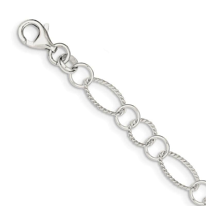 Sterling Silver Fancy Link Bracelet | Weight: 4.93 grams, Length: 7.5mm, Width: mm - Seattle Gold Grillz