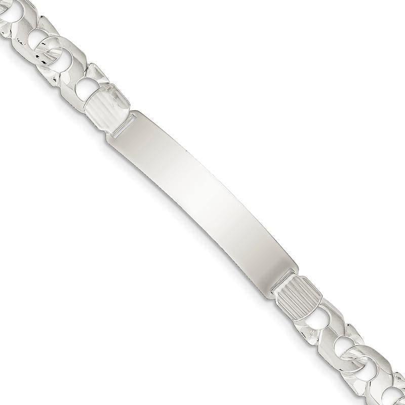 Sterling Silver Fancy Link ID Bracelet | Weight: 13.12 grams, Length: 8mm, Width: 9mm - Seattle Gold Grillz