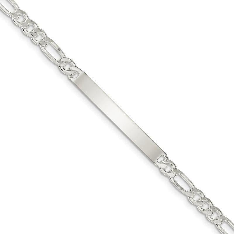 Sterling Silver Figaro ID Bracelet | Weight: 12 grams, Length: 8mm, Width: 5mm - Seattle Gold Grillz