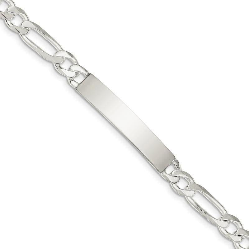 Sterling Silver Figaro ID Bracelet | Weight: 19.6 grams, Length: 8mm, Width: 7mm - Seattle Gold Grillz