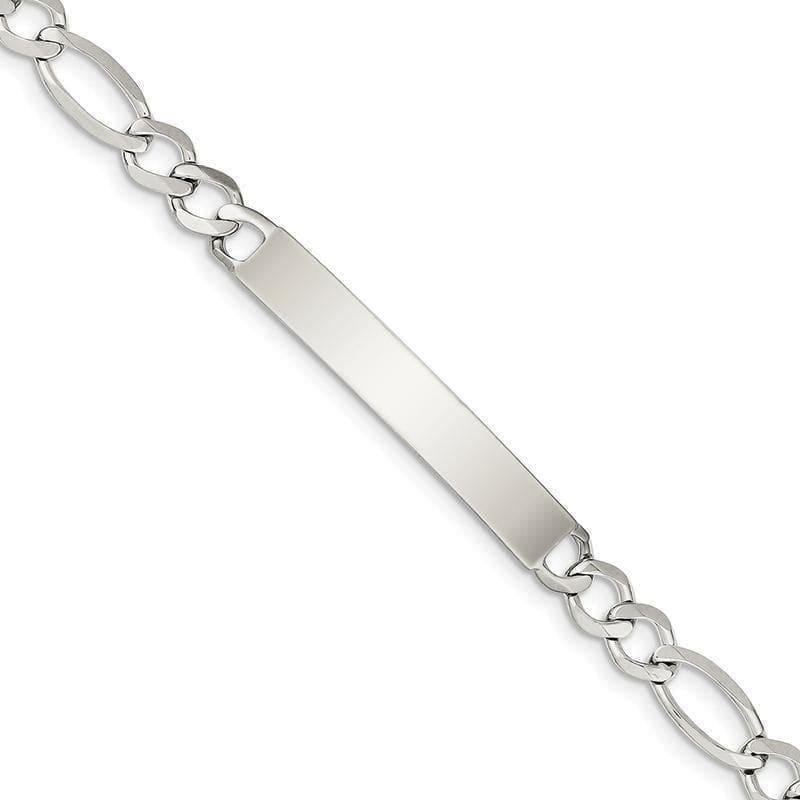 Sterling Silver Figaro Link ID Bracelet - Seattle Gold Grillz