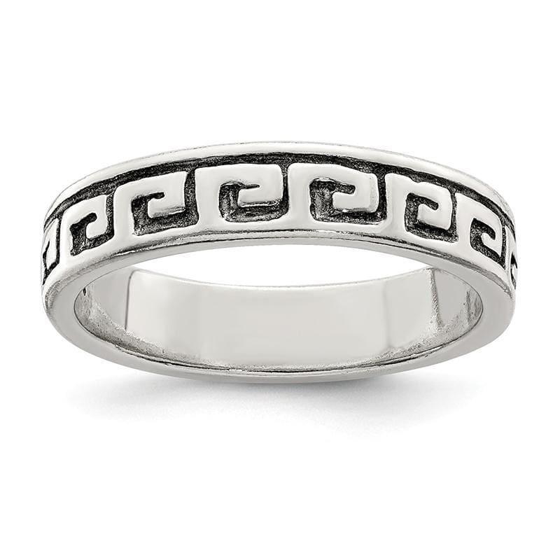 Sterling Silver Greek Key Antiqued Band - Seattle Gold Grillz