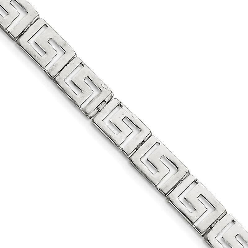 Sterling Silver Greek Key Bracelet | Weight: 9.26 grams, Length: 7.5mm, Width: mm - Seattle Gold Grillz