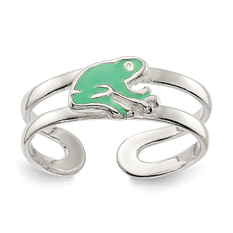 Sterling Silver Green Enameled Frog Toe Ring - Seattle Gold Grillz