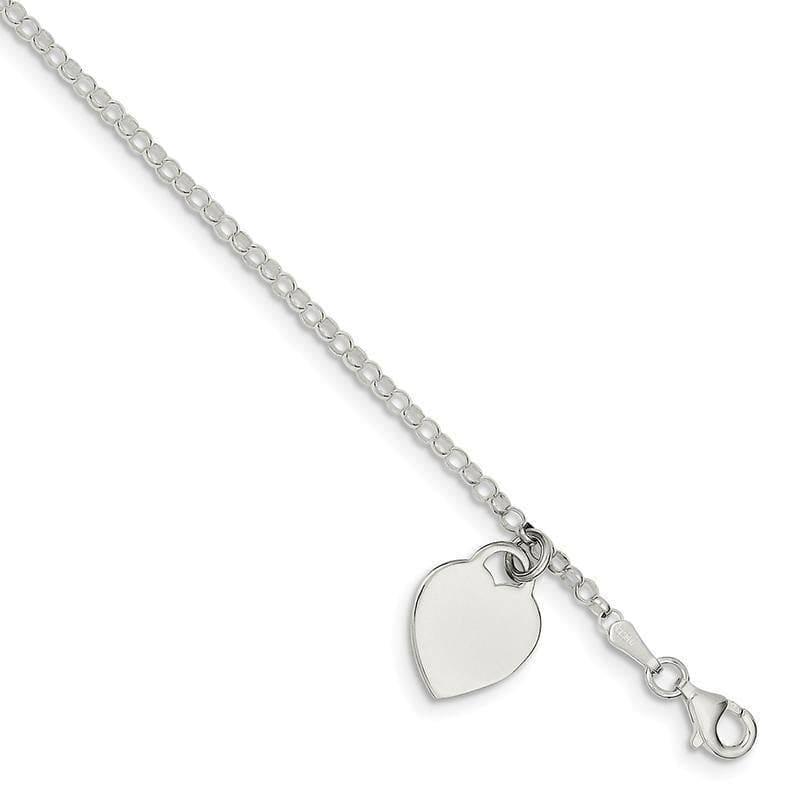 Sterling Silver Heart 6 IN Childs Bracelet | Weight: 2.4 grams, Length: 6mm, Width: 12mm - Seattle Gold Grillz