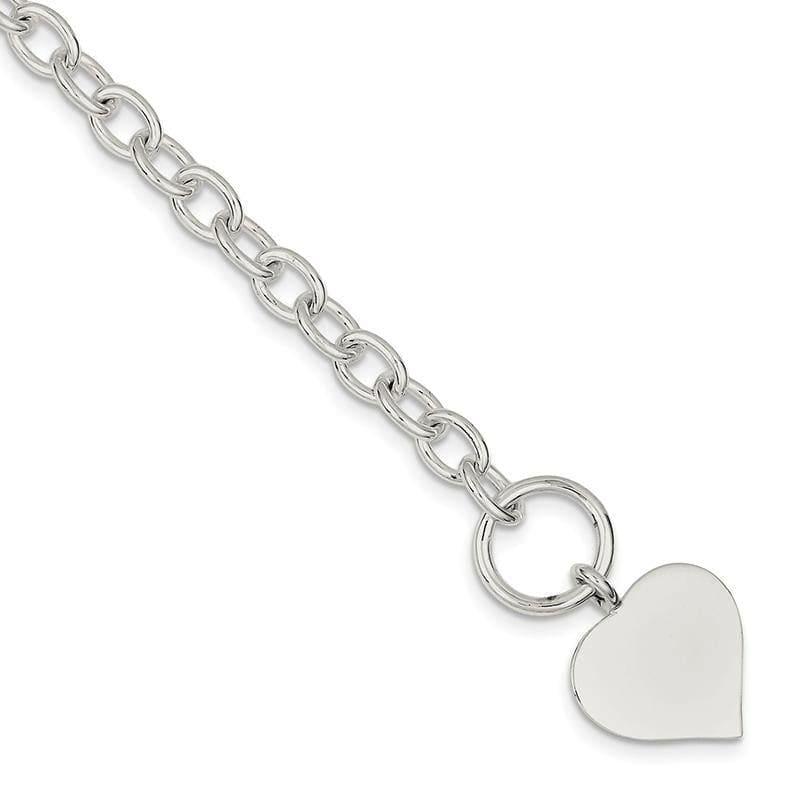 Sterling Silver Heart Bracelet | Weight: 14.22 grams, Length: 22.5mm, Width: 19mm - Seattle Gold Grillz