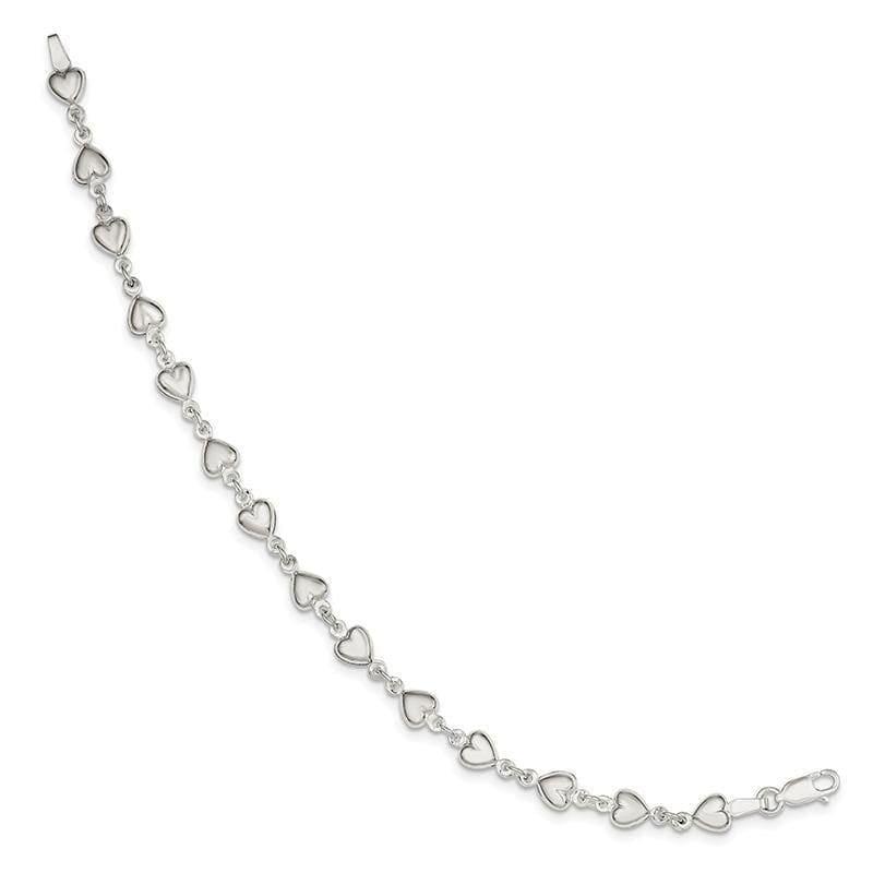 Sterling Silver Heart Bracelet | Weight: 5.85 grams, Length: 7mm, Width: mm - Seattle Gold Grillz