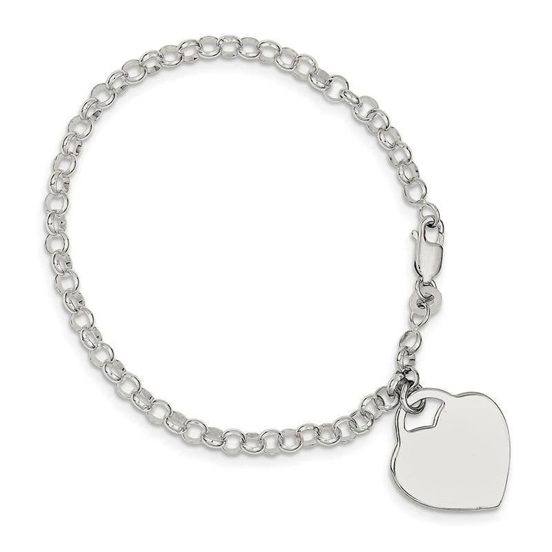 Sterling Silver Heart Charm Bracelet | Weight: 5.63 grams, Length: 19.5mm, Width: 17mm - Seattle Gold Grillz