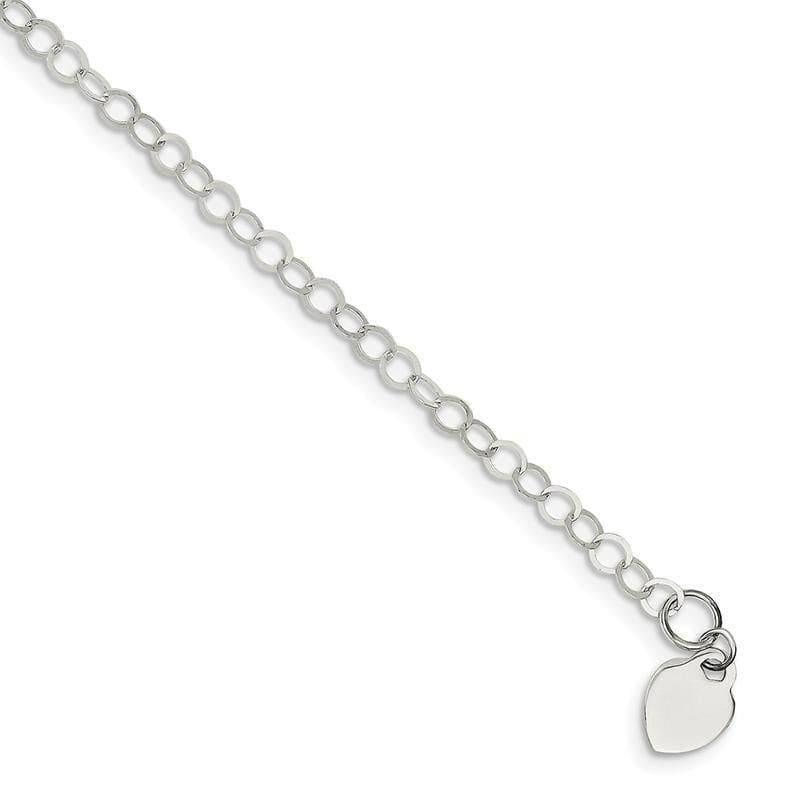 Sterling Silver Heart Charm Childs Bracelet | Weight: 1.4 grams, Length: 6mm, Width: 8mm - Seattle Gold Grillz