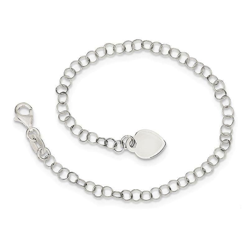 Sterling Silver Heart Charm Childs Bracelet | Weight: 1.43 grams, Length: 6mm, Width: 8mm - Seattle Gold Grillz