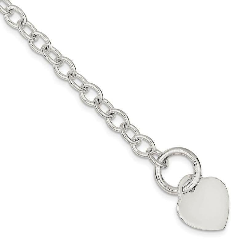 Sterling Silver Heart Disc Toggle Bracelet | Weight: 15.24 grams, Length: 19.5mm, Width: 18mm - Seattle Gold Grillz