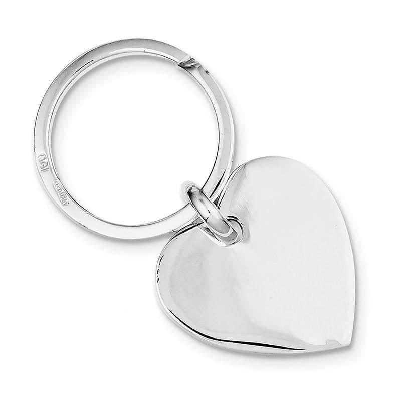 Sterling Silver Heart Key Ring | Weight: 10.8 grams, Length: mm, Width: mm - Seattle Gold Grillz