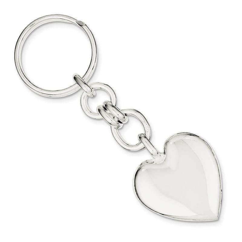 Sterling Silver Heart Key Ring | Weight: 17.1 grams, Length: mm, Width: mm - Seattle Gold Grillz