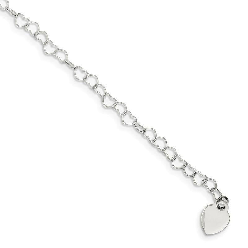Sterling Silver Heart Link Childs Bracelet | Weight: 1.57 grams, Length: 6mm, Width: 8mm - Seattle Gold Grillz