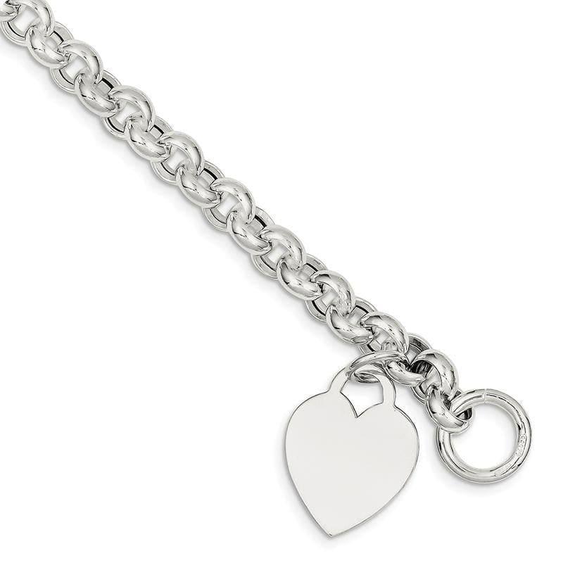 Sterling Silver Heart Toggle Bracelet | Weight: 14.4 grams, Length: 21mm, Width: 20mm - Seattle Gold Grillz