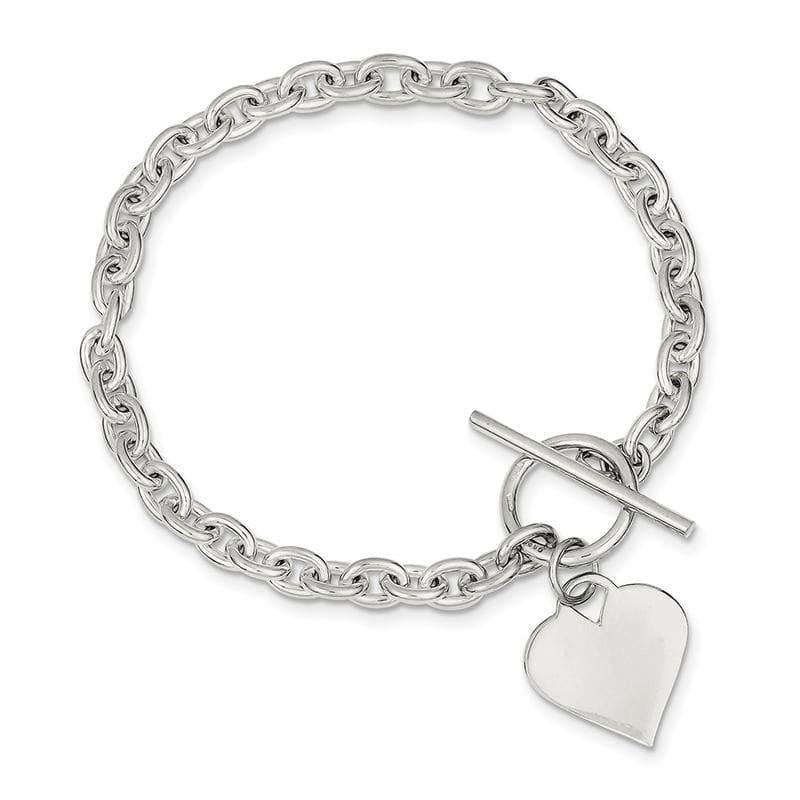 Sterling Silver Heart Toggle Bracelet | Weight: 14.48 grams, Length: 19.5mm, Width: 18mm - Seattle Gold Grillz