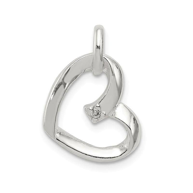 Sterling Silver Heart with CZ Pendant | Weight: 1.32 grams, Length: 16mm, Width: 14mm - Seattle Gold Grillz