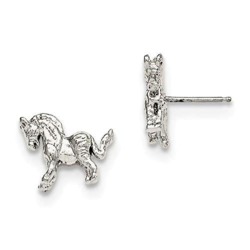 Sterling Silver Horse Mini Earrings - Seattle Gold Grillz