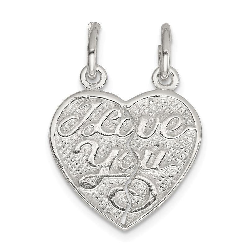 Sterling Silver I Love You 2-piece break apart Heart Charm | Weight: 1.58 grams, Length: 17mm, Width: 9mm - Seattle Gold Grillz