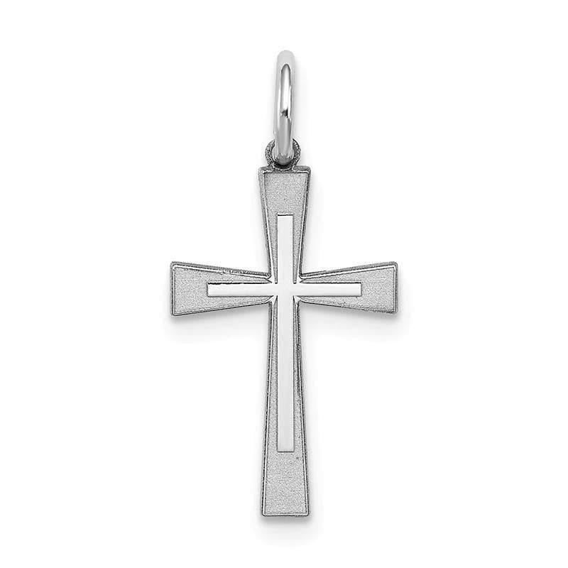 Sterling Silver Laser Designed Cross Charm | Weight: 0.35 grams, Length: 22mm, Width: 10mm - Seattle Gold Grillz