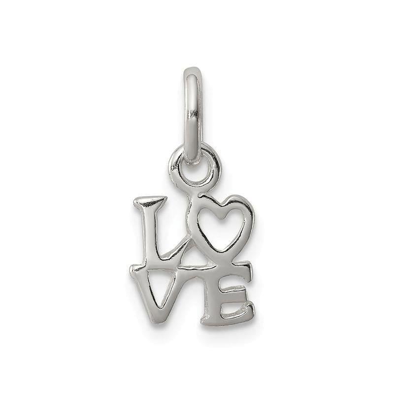 Sterling Silver Love Charm | Weight: 0.39 grams, Length: 18mm, Width: 10mm - Seattle Gold Grillz