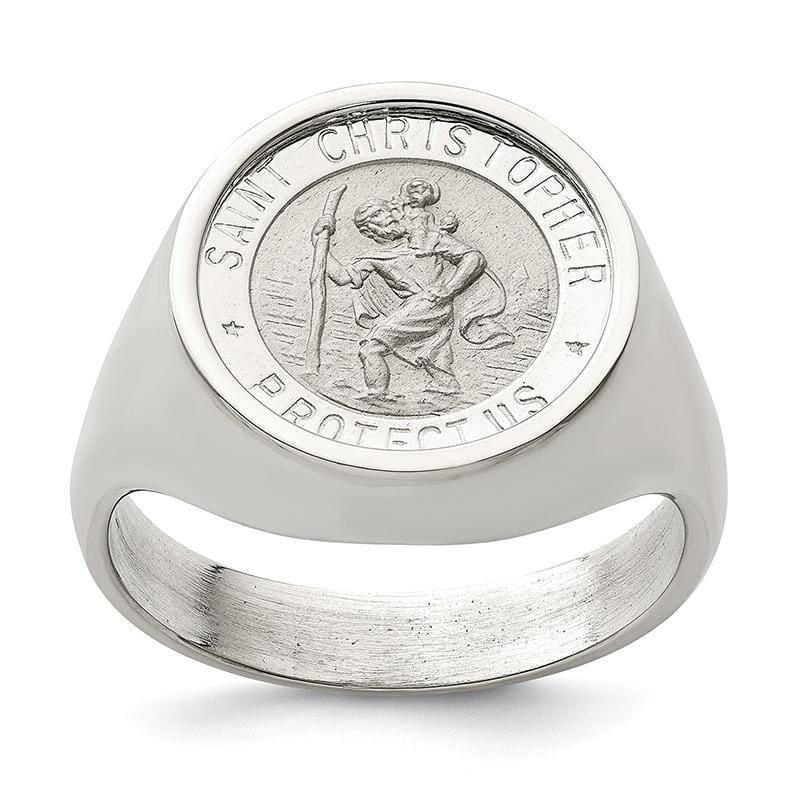 Sterling Silver Men's Saint Christopher Ring - Seattle Gold Grillz