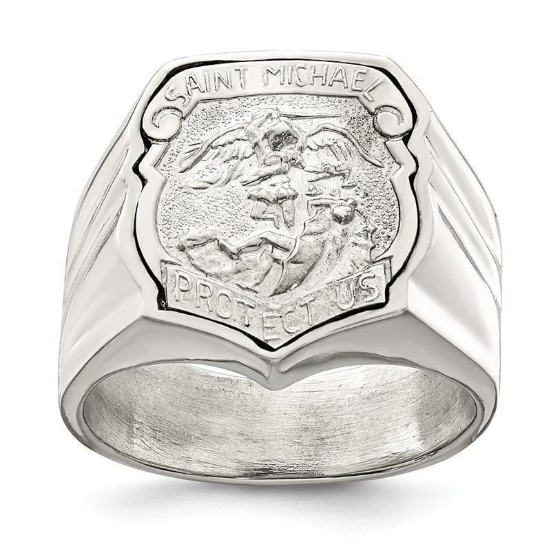 Sterling Silver Men's Saint Michael Ring - Seattle Gold Grillz