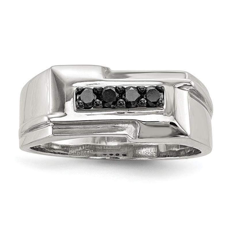 Sterling Silver Mens Black Diamond Polished Ring - Seattle Gold Grillz