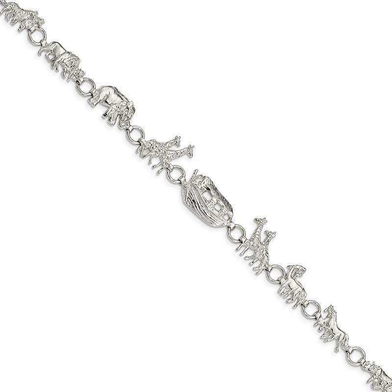 Sterling Silver Noah's Ark Bracelet | Weight: 8.87 grams, Length: 7mm, Width: mm - Seattle Gold Grillz
