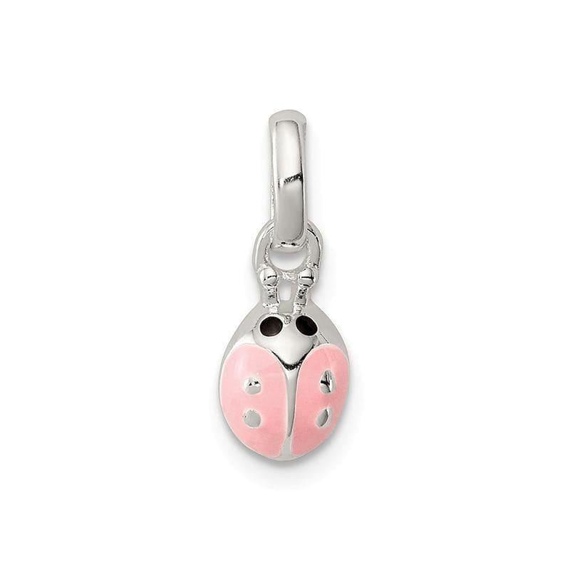 Sterling Silver Pink Enamel Kid's Ladybug Pendant - Seattle Gold Grillz