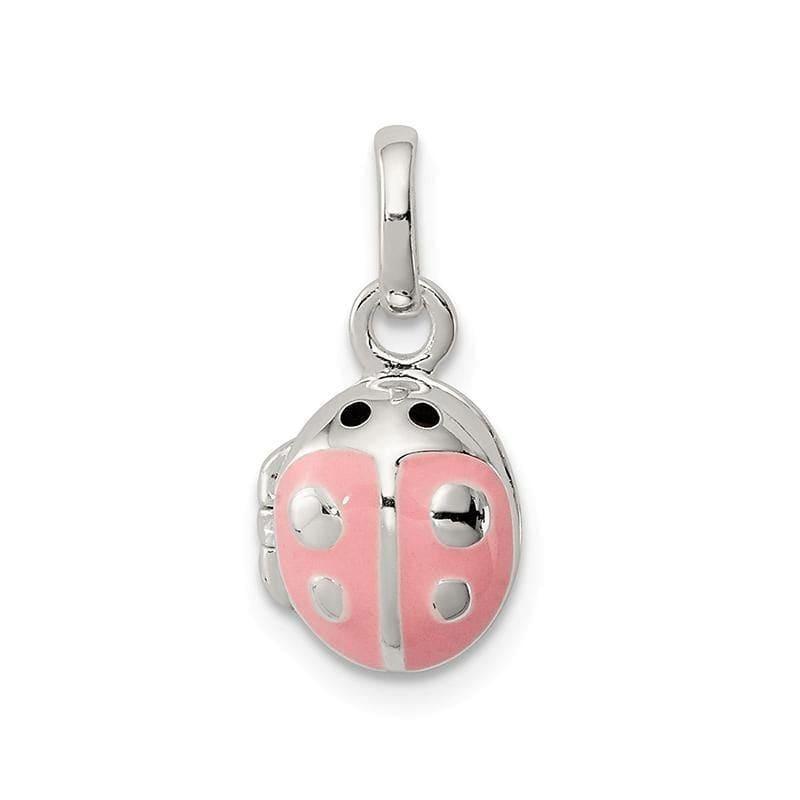 Sterling Silver Pink Enamel Ladybug Locket Pendant - Seattle Gold Grillz