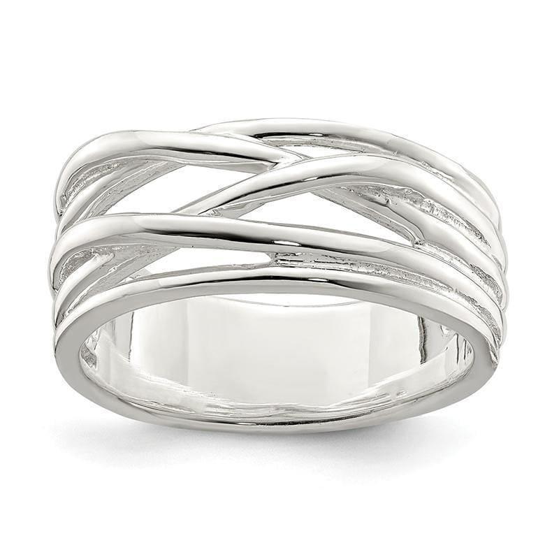 Sterling Silver Polished 5 Band Intersecting Ring - Seattle Gold Grillz